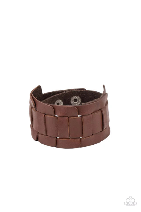 Paparazzi Plainly Plaited - Brown Bracelet