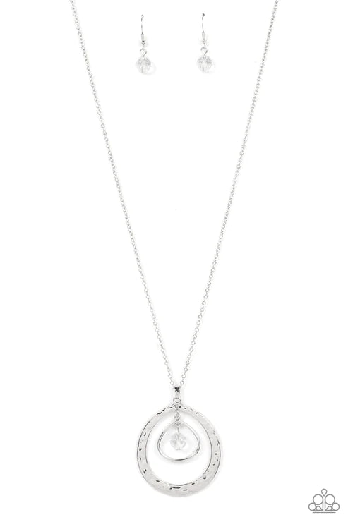 Paparazzi TASTEFUL TEARDROP - WHITE NECKLACE