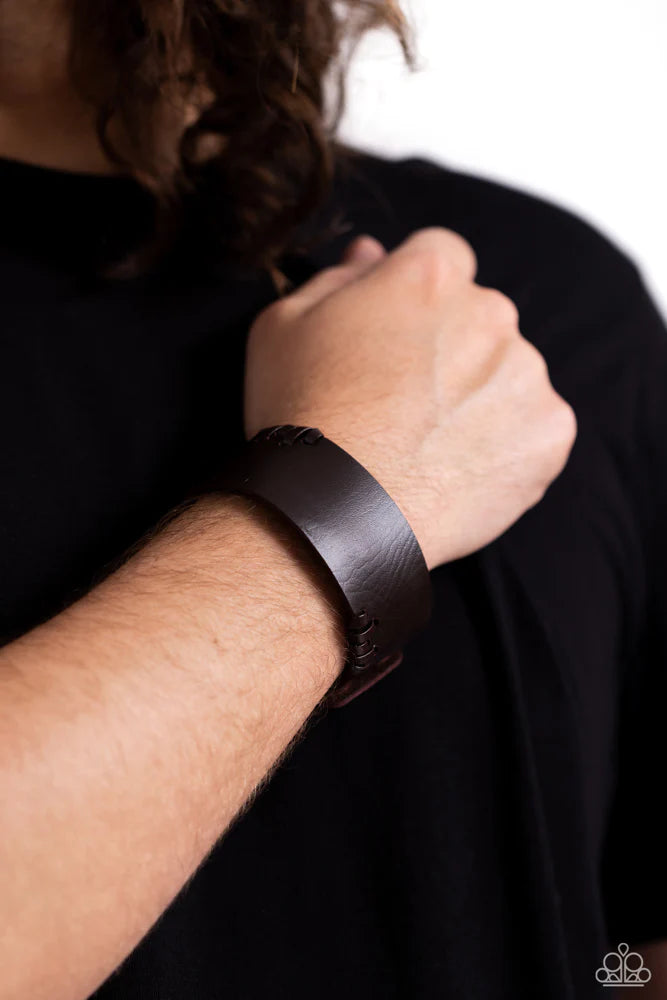 Paparazzi Leather Jacket Approved - Brown Urban Bracelet