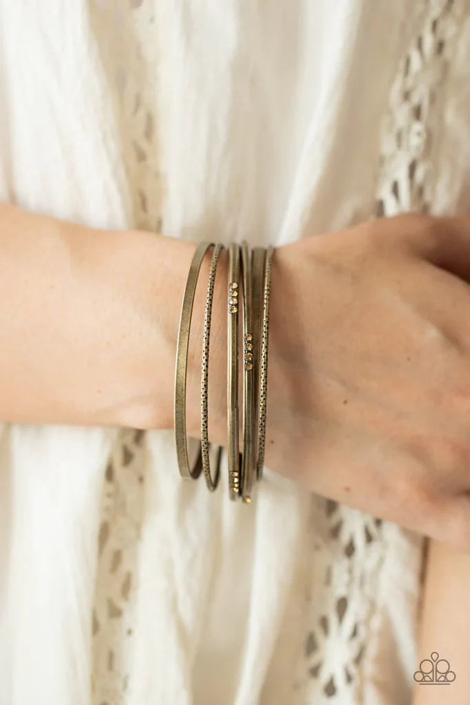 Lock, STACK, and Barrel - Brass Paparazzi Bracelet