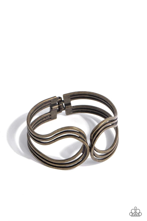 Paparazzi Shockwave Attitude - Brass Bracelet