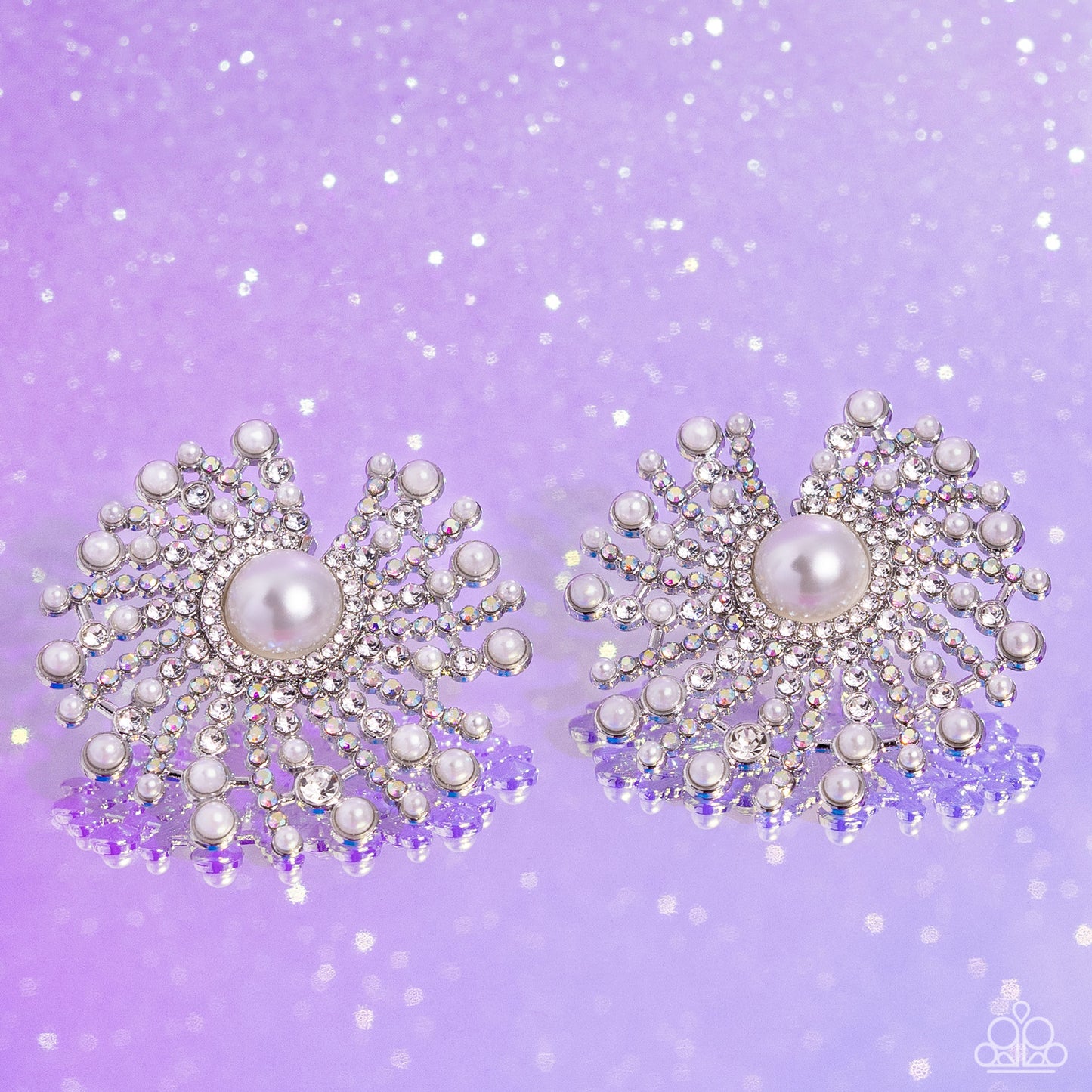 Paparazzi Fancy Fireworks - White Earrings
