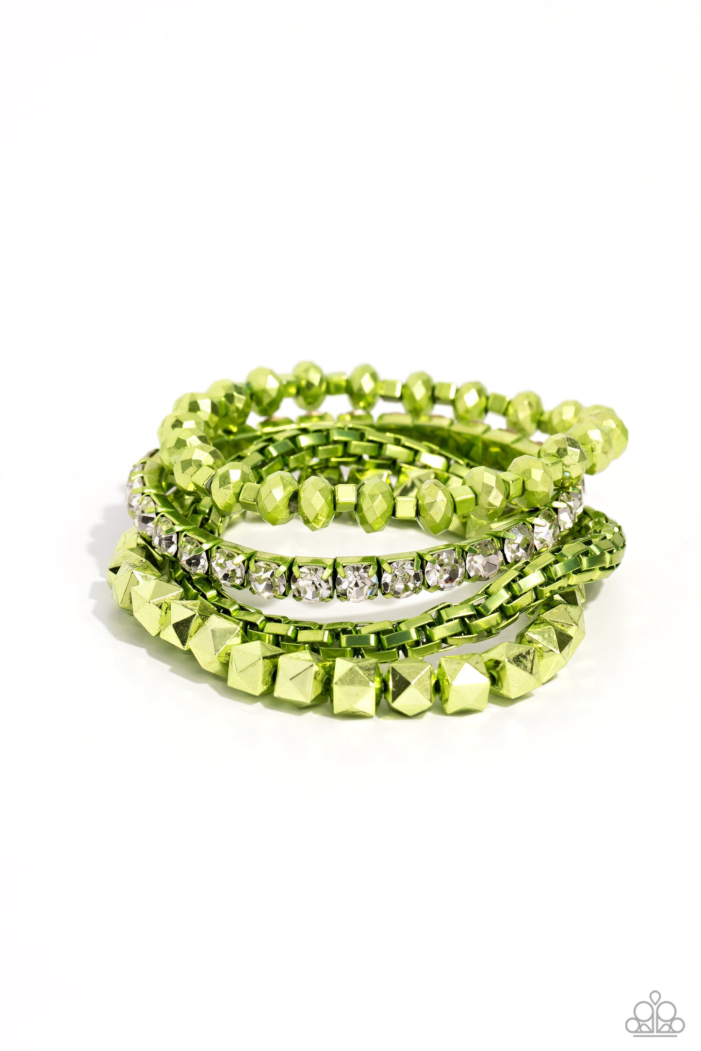 Paparazzi Punk Pattern - Green Bracelet