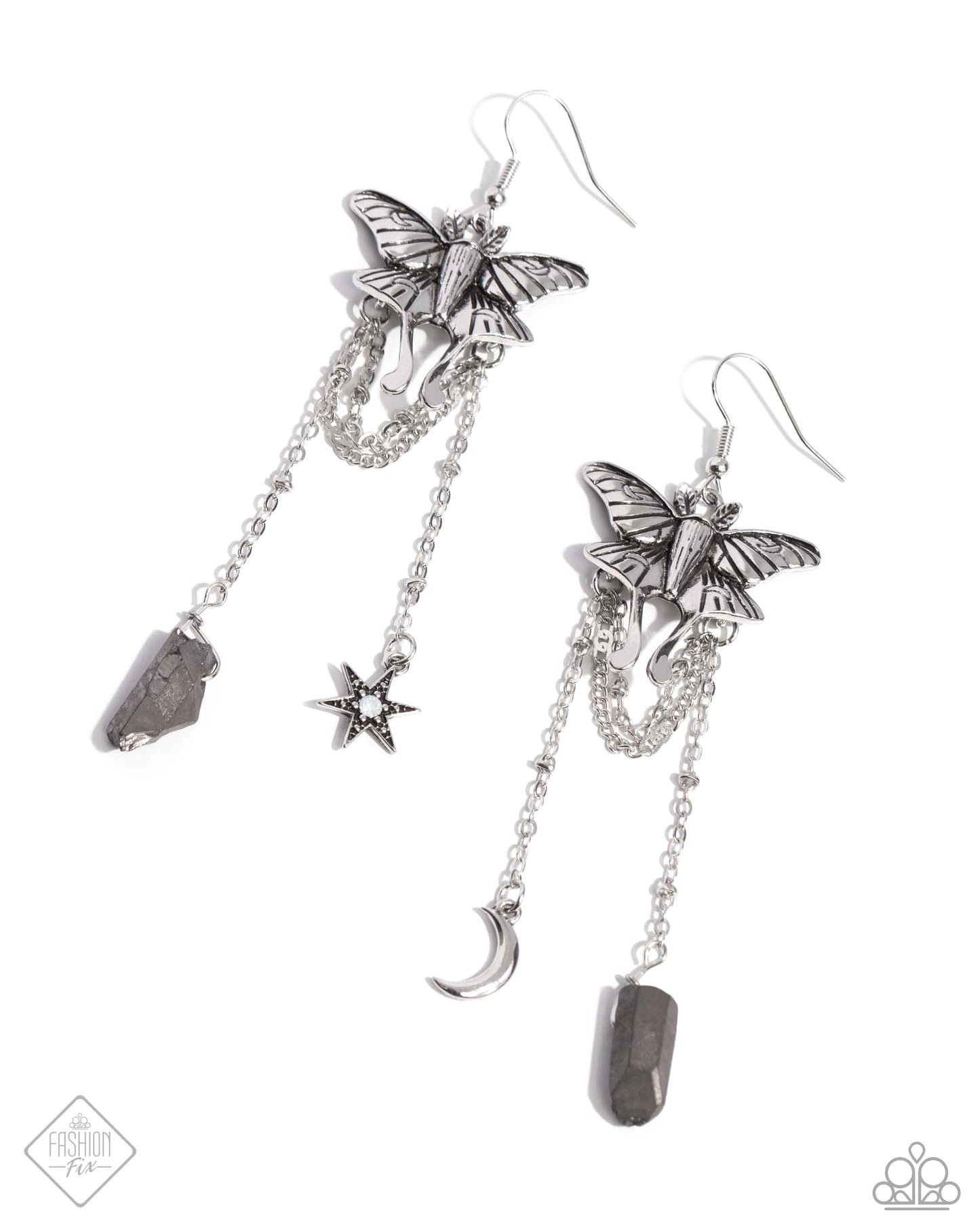 Paparazzi Moth Master - Silver Earrings