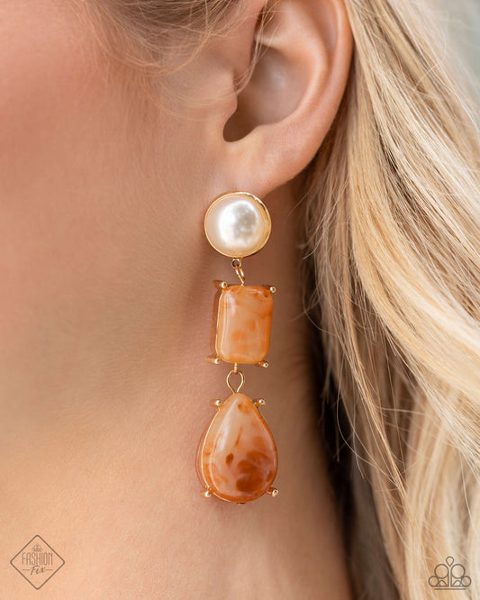 Paparazzi Marbled Masterpiece - Orange Earrings