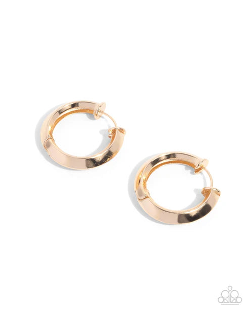 Paparazzi Hinged Homage - Gold Earrings