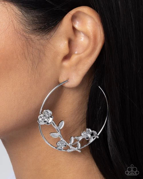 Paparazzi Blooming Benefit - Silver Earrings