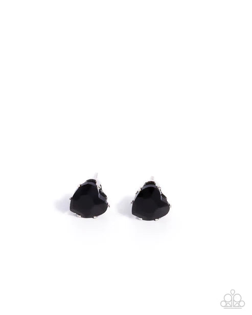 Paparazzi Sweetheart Stunner - Black Post Earrings