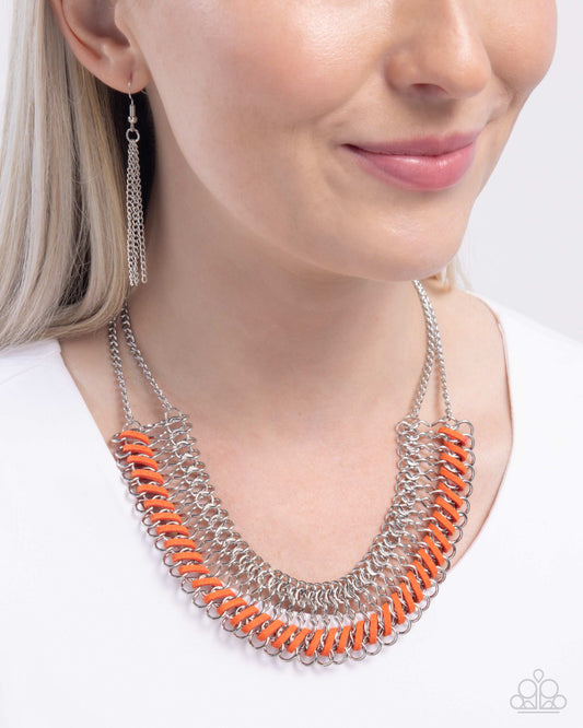 Paparazzi Commanding Connections - Orange Necklace