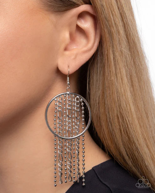 Paparazzi Laborious Lure - Silver Earrings