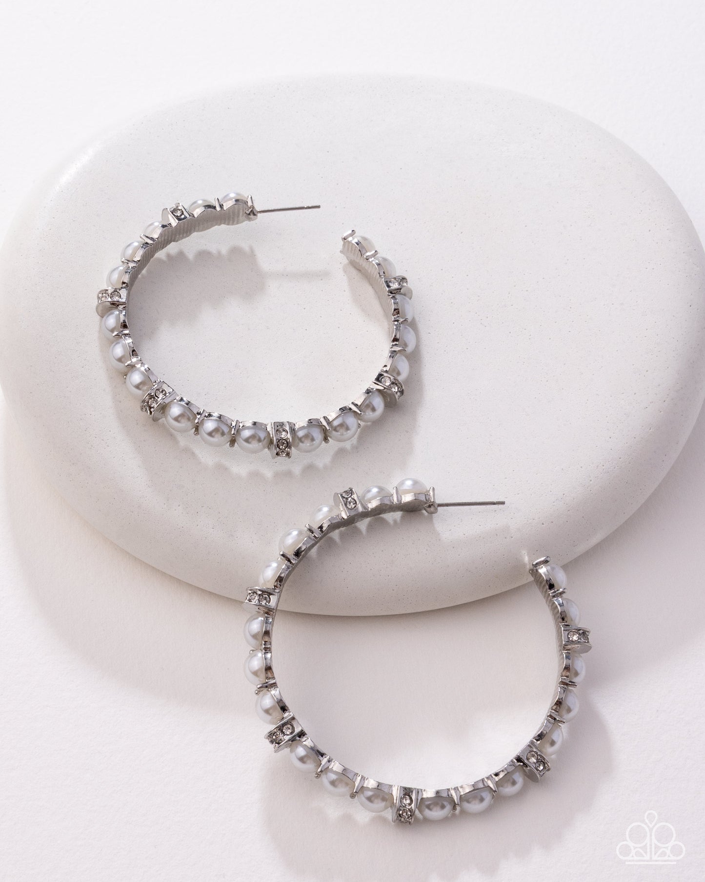 Paparazzi Classical Ballet - White Earrings