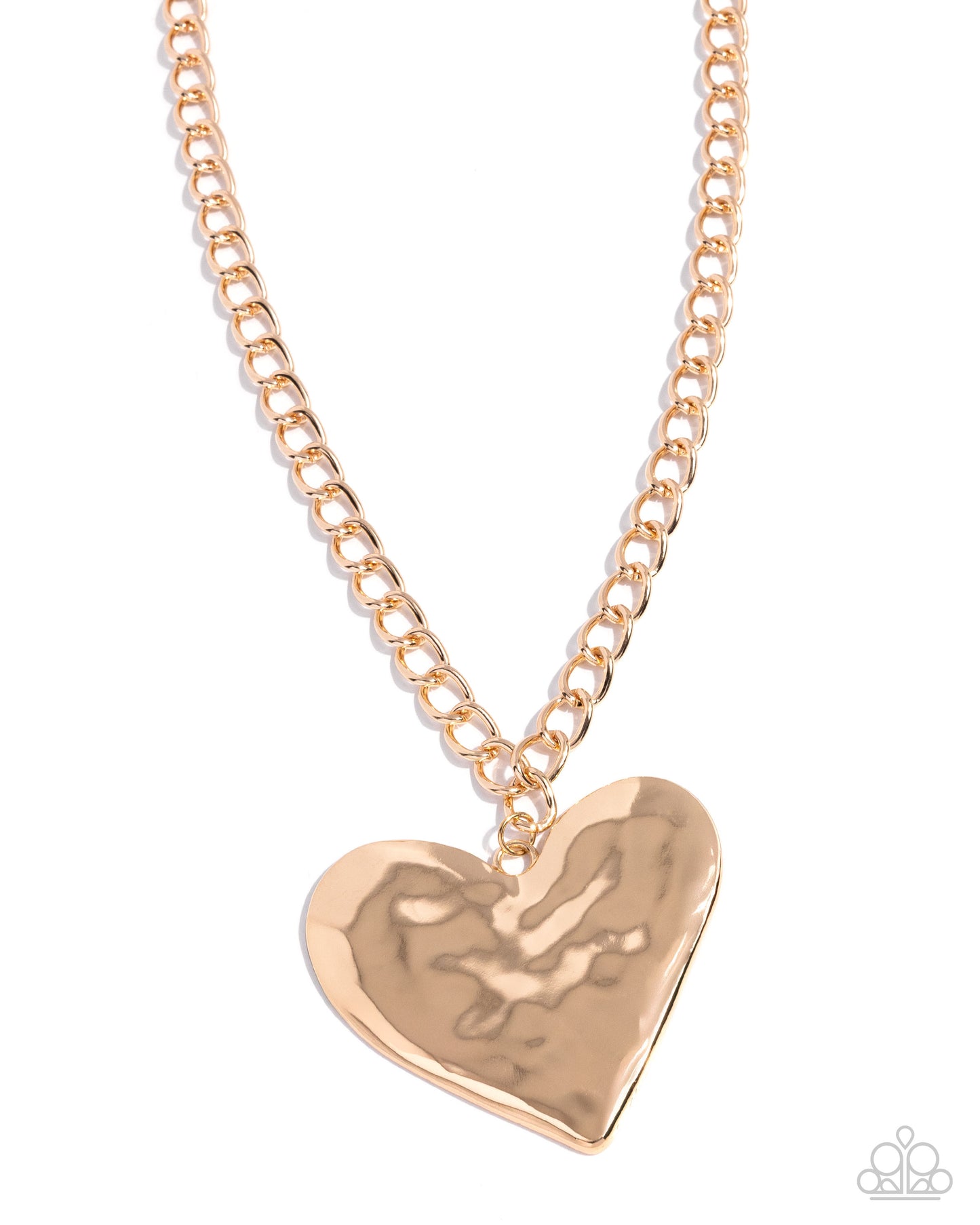 Paparazzi Hammered Heartthrob - Gold Necklace