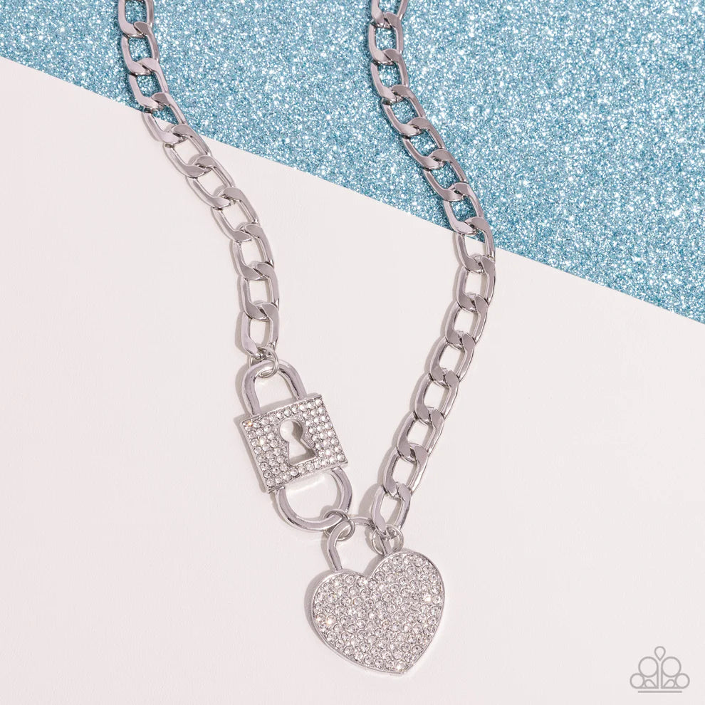 Paparazzi Lock Up Your Love - White Necklace