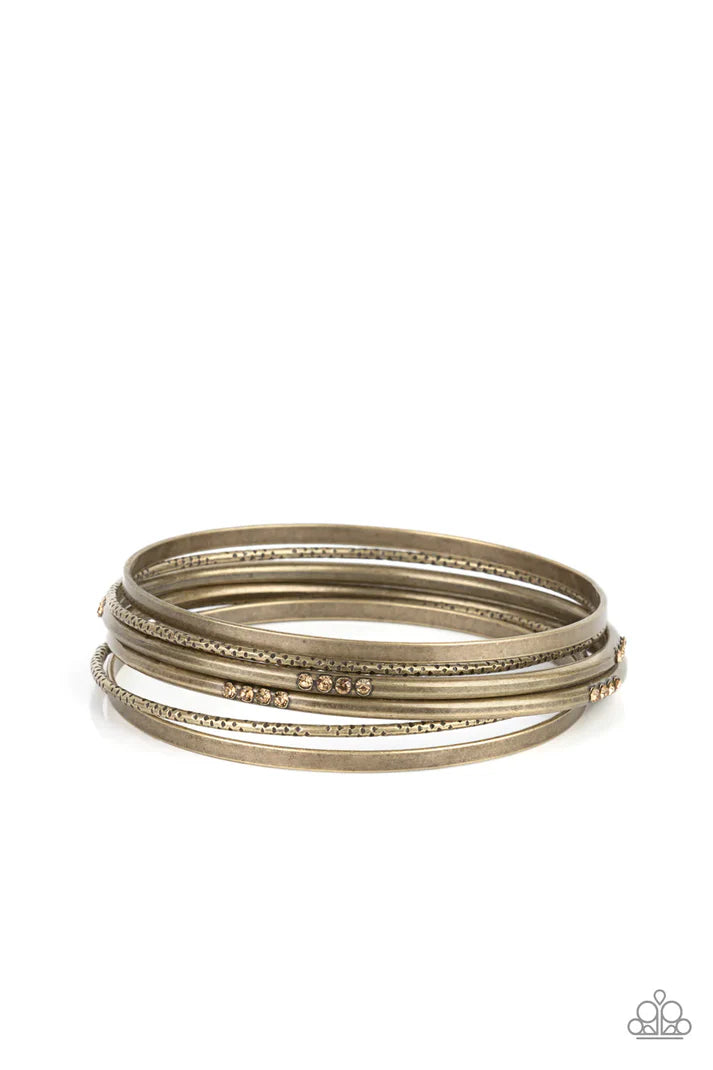 Lock, STACK, and Barrel - Brass Paparazzi Bracelet