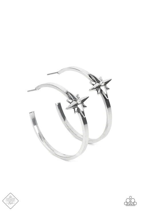 Lone Star Shimmer - White Paparazzi Earrings