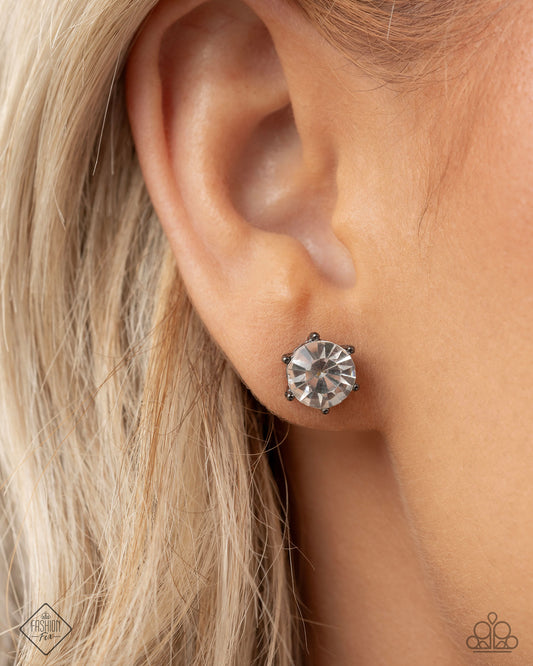 Paparazzi Forceful Facets - Black Earrings