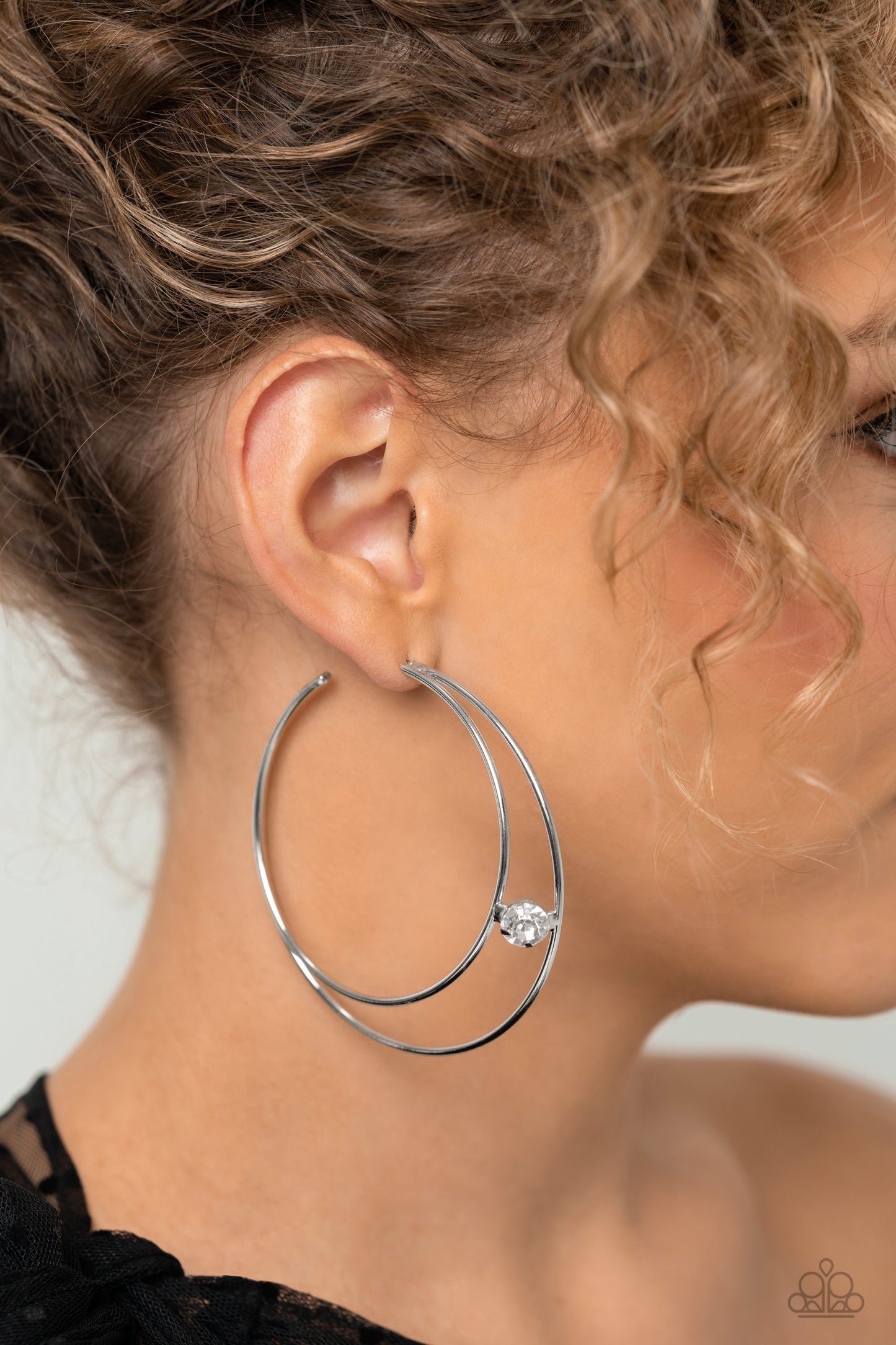 Paparazzi Theater HOOP - White Earrings