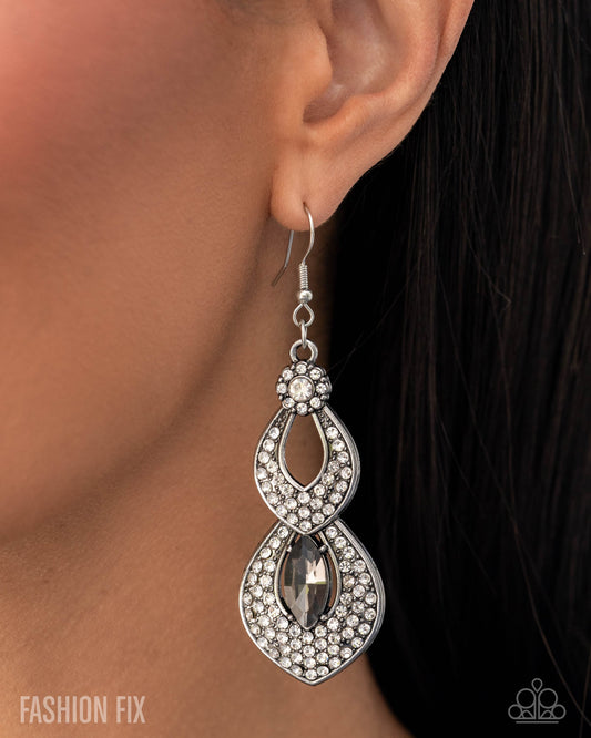 Paparazzi Notably Noir - Silver Earrings