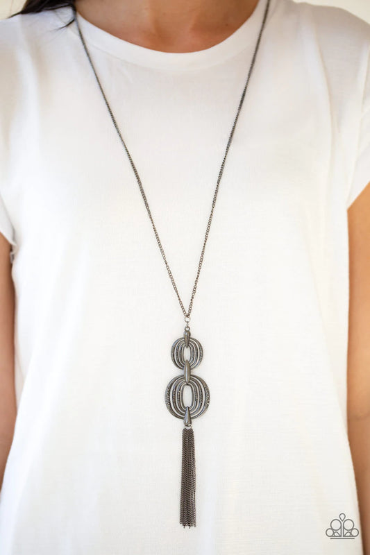 Timelessly Tasseled - Black - Paparazzi Necklace
