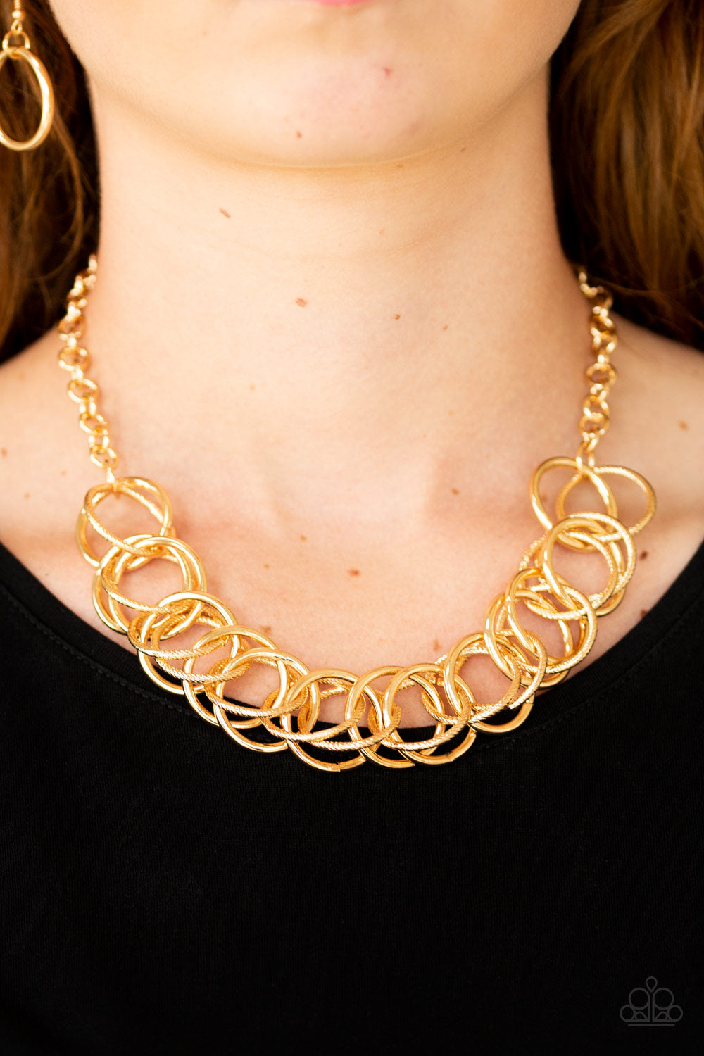 Heavy Metal Hero - Gold Paparazzi Necklace