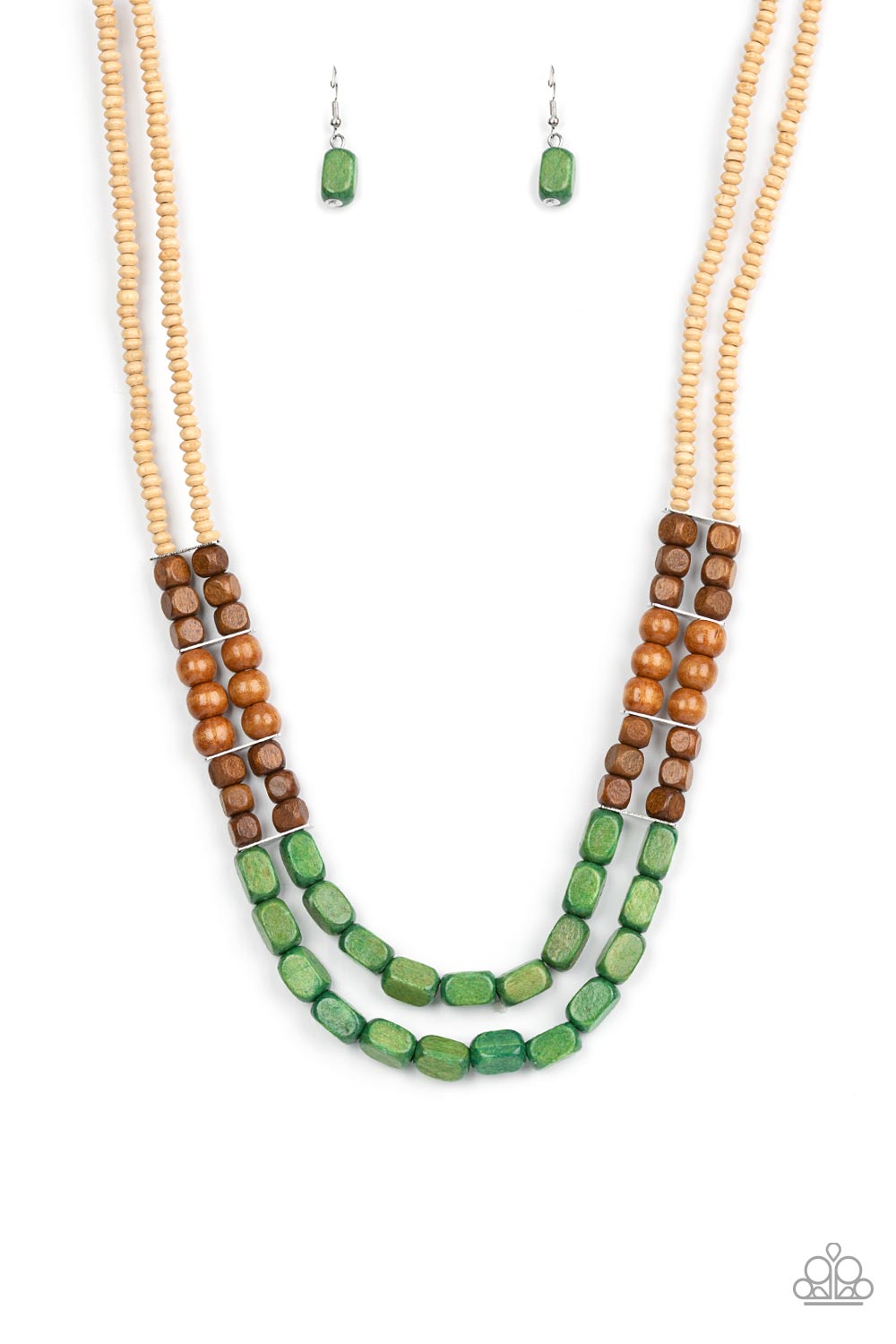 Paparazzi Bermuda Bellhop - Green Necklace