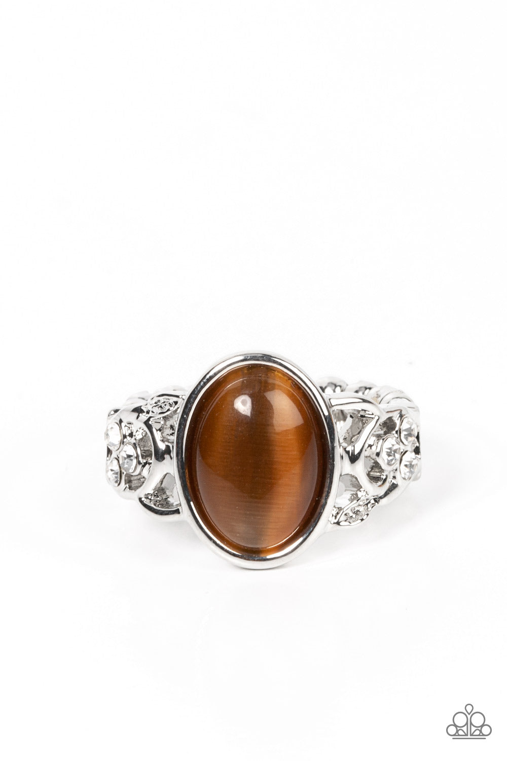 Crystals and Cats Eye - Brown Paparazzi Ring