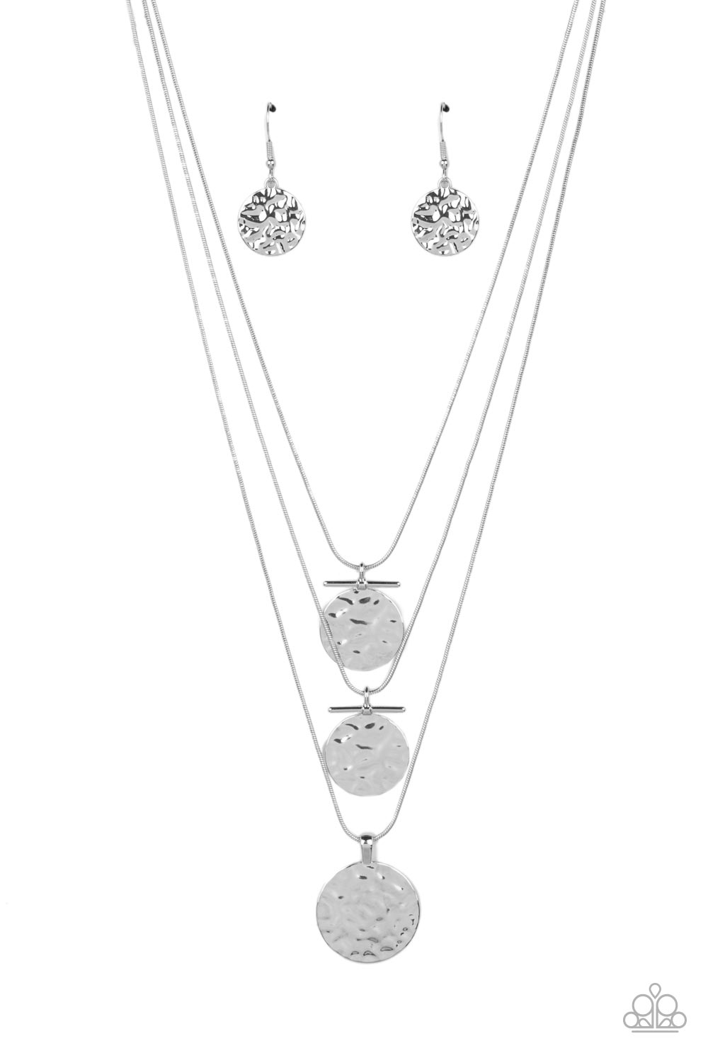 Paparazzi Dizzying Discs - Silver Necklace