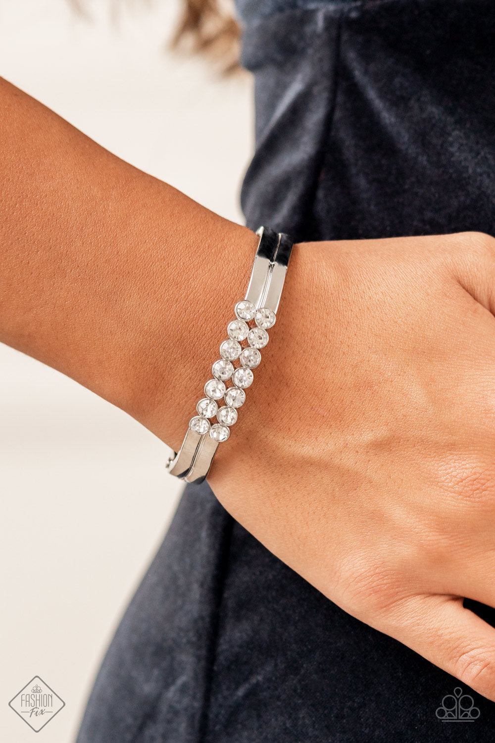 Doubled Down Dazzle - White Paparazzi Bracelet