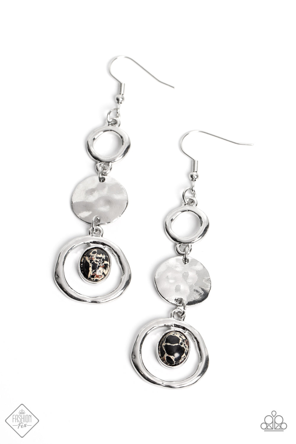 Paparazzi Marble Montage - Black Earrings