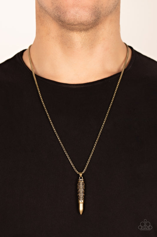 Mysterious Marksman - Brass - Paparazzi Necklace