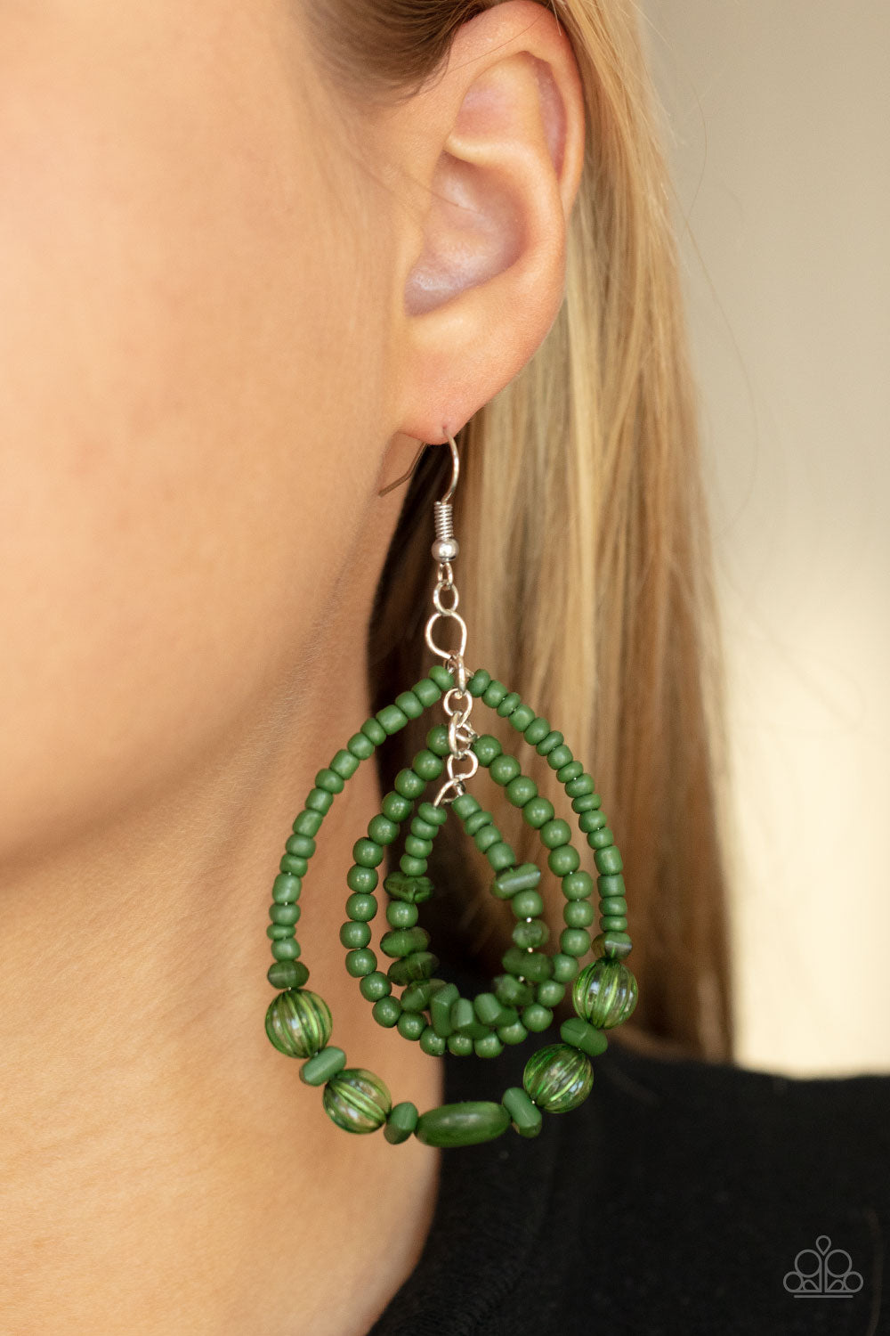 Paparazzi Prana Party - Green Earrings