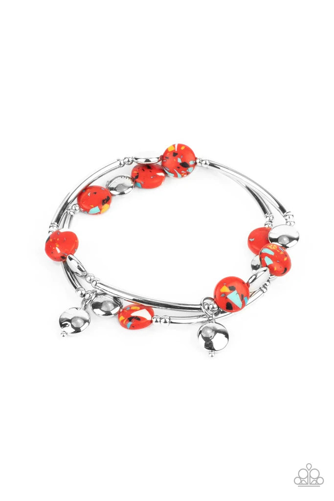 Terrazzo Territory - Red - Paparazzi Bracelet