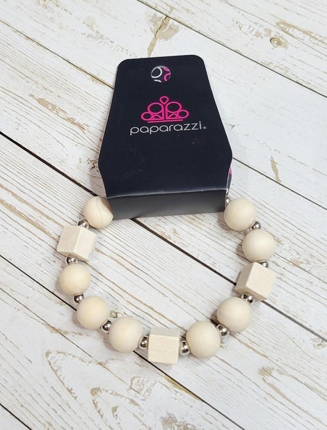 Paparazzi Timber Trendsetter - White Bracelet