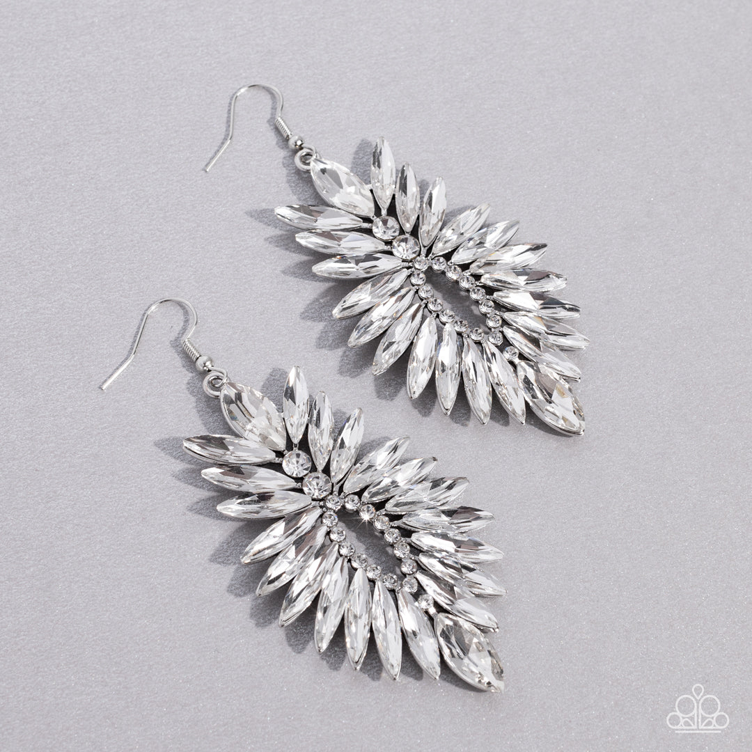Turn up the Luxe - White Paparazzi Earrings