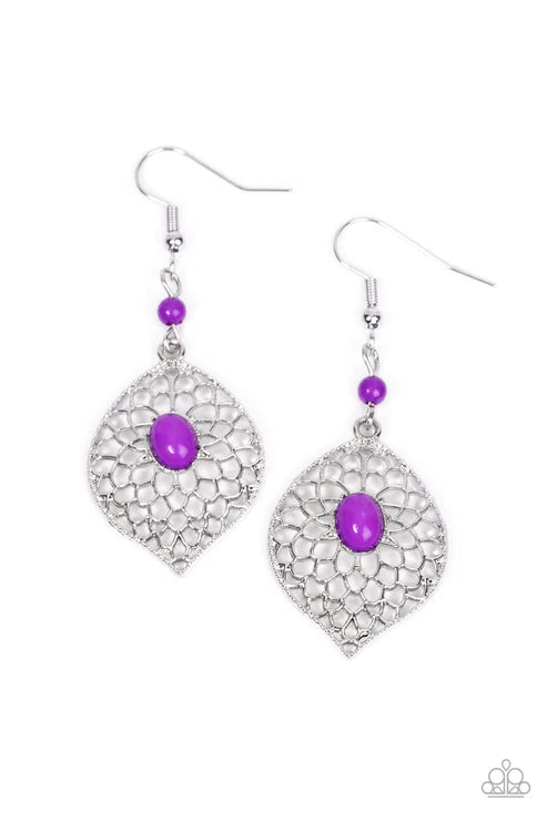 Paparazzi Perky Perennial - Purple Earrings