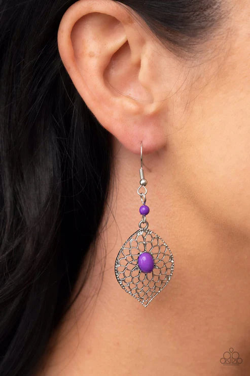 Paparazzi Perky Perennial - Purple Earrings