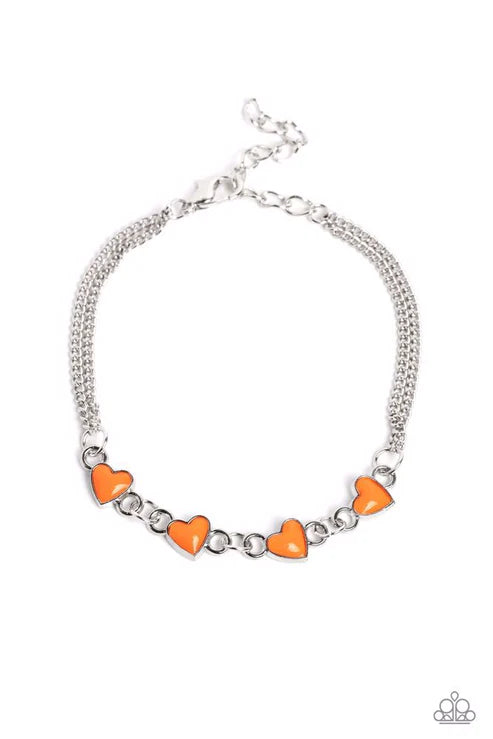 Paparazzi Smitten Sweethearts - Orange Bracelet