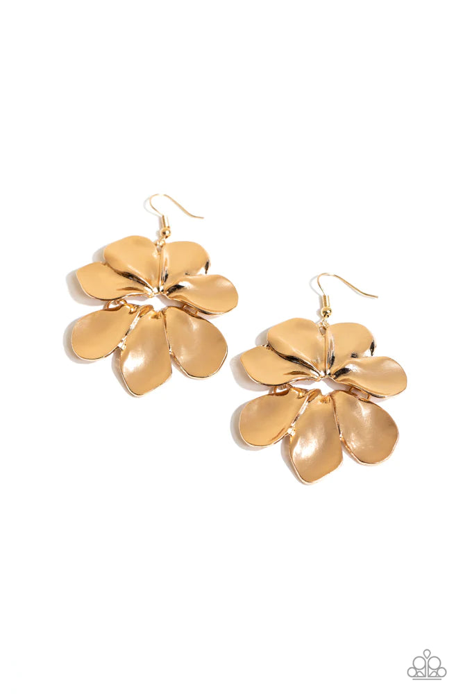 Paparazzi Hinging Hallmark - Gold Earrings