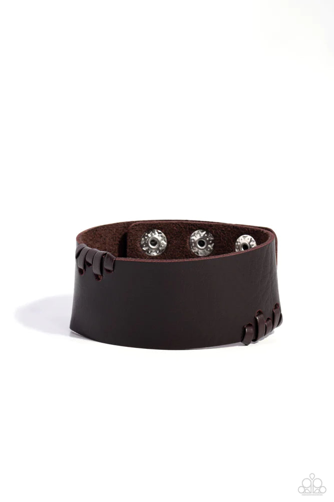 Paparazzi Leather Jacket Approved - Brown Urban Bracelet