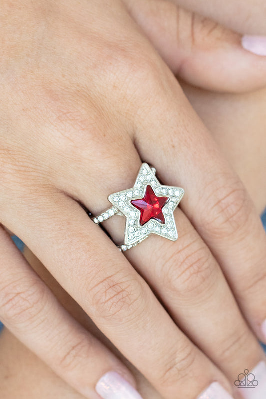 One Nation Under Sparkle - Red Paparazzi Ring
