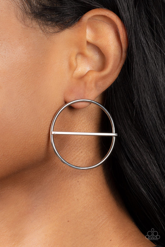 Dynamic Diameter - Silver Paparazzi Earrings