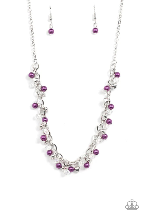 Paparazzi Soft-Hearted Shimmer - Purple Necklace