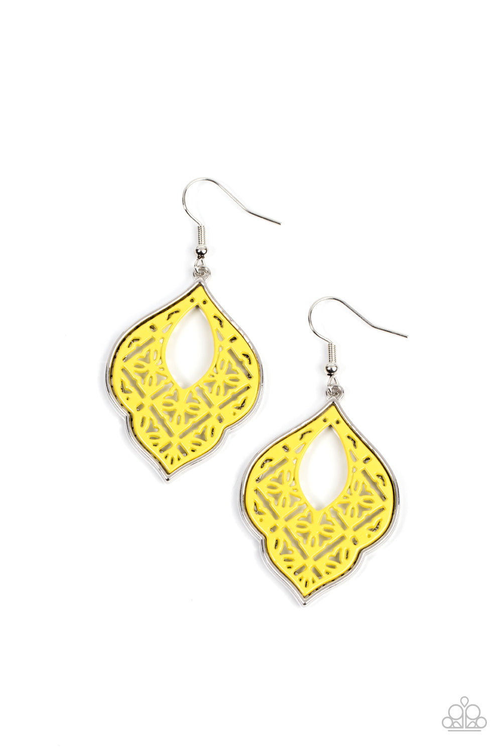 Thessaly Terrace - Yellow Paparazzi Earrings