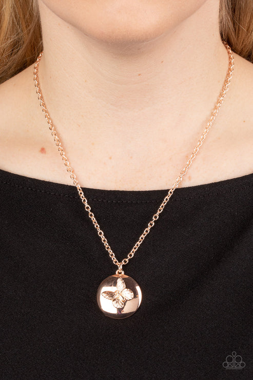 Paparazzi Monarch Meadow - Rose Gold Necklace