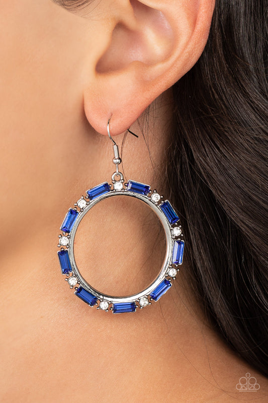 Gritty Glow - Blue Paparazzi Earrings