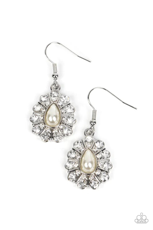 Paparazzi Extroverted Elegance - White Earrings