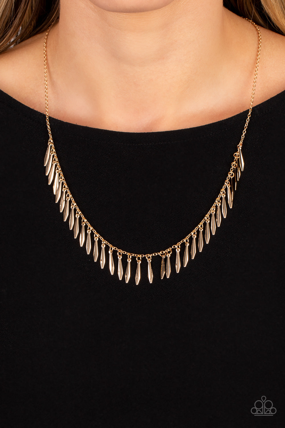 Striking Sheen - Gold Paparazzi Necklace