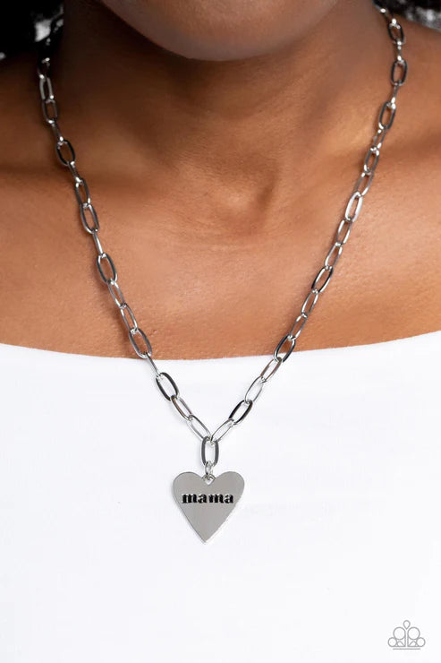 Mama Cant Buy You Love - Silver Paparazzi Necklace