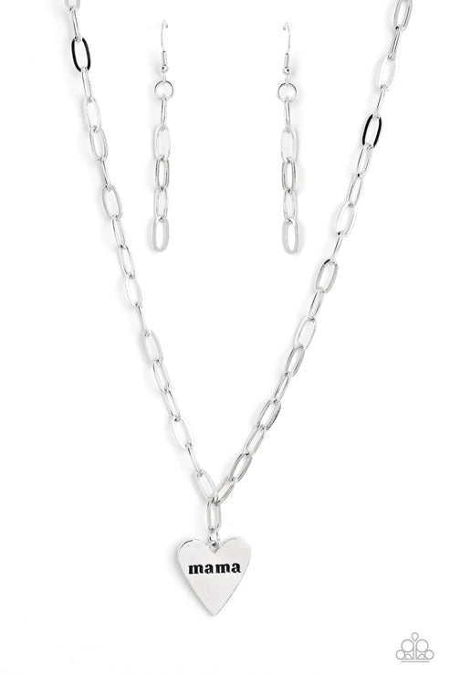 Mama Cant Buy You Love - Silver Paparazzi Necklace