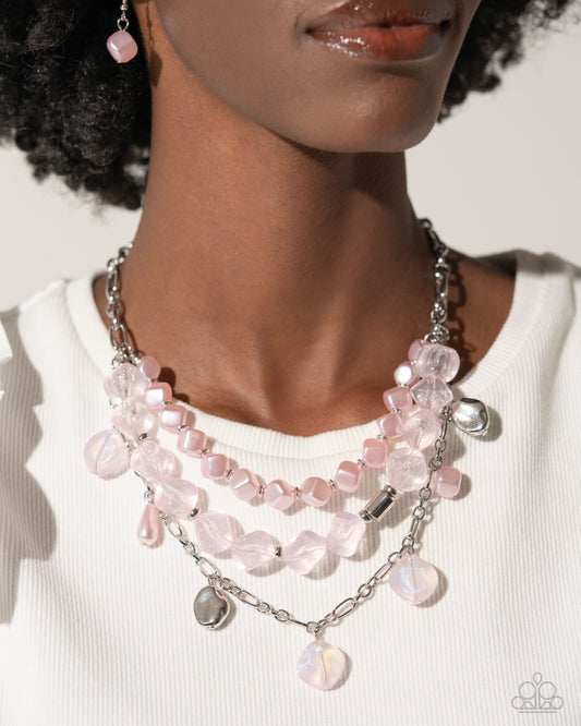 Paparazzi Cubed Cameo - Pink Necklace